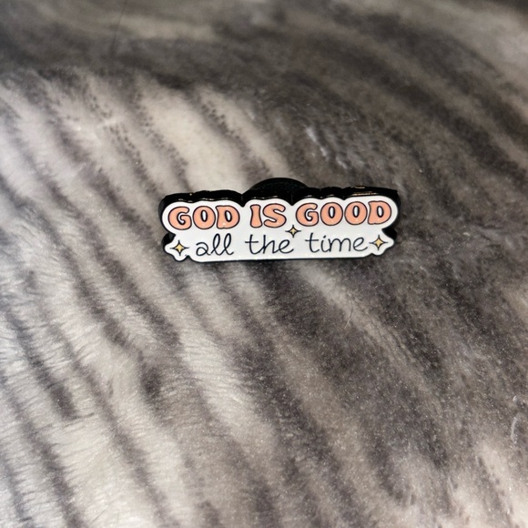Unbranded Jewelry - God Is Good All the Time Pink and White Enamel and Metal Pin